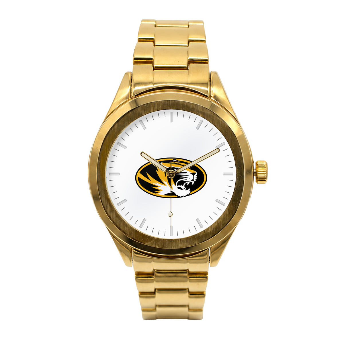 Missouri Tigers Gold Metal Round watch with gold metal bracelet