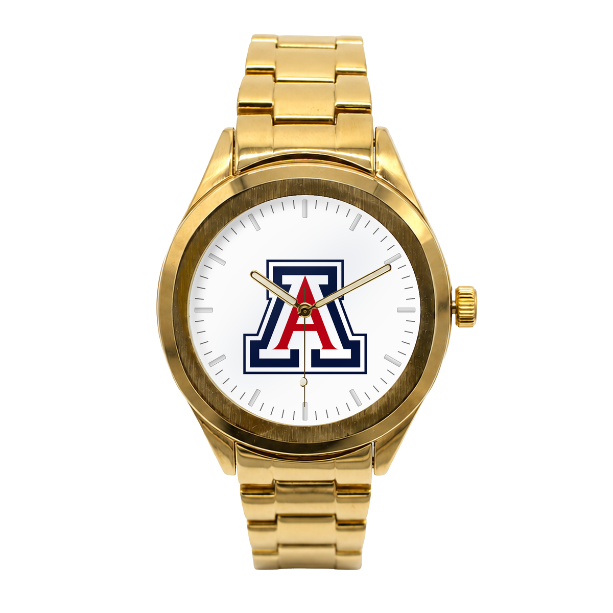 Arizona Wildcats Gold Metal Round watch with gold metal bracelet
