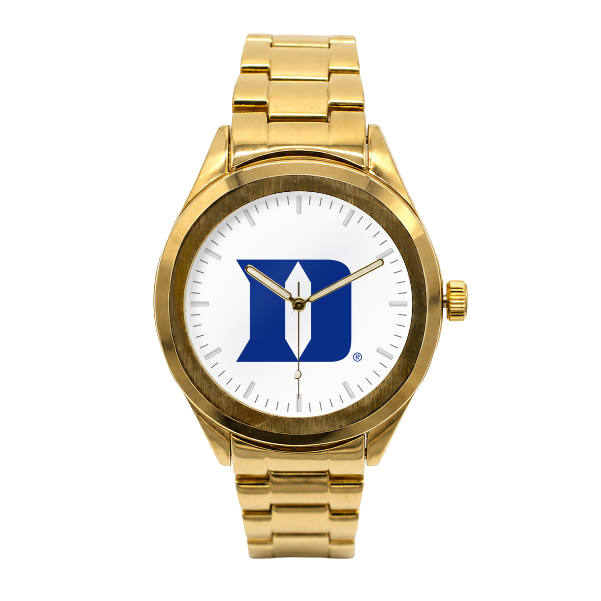 Duke Blue Devils Gold Metal Round watch with gold metal bracelet