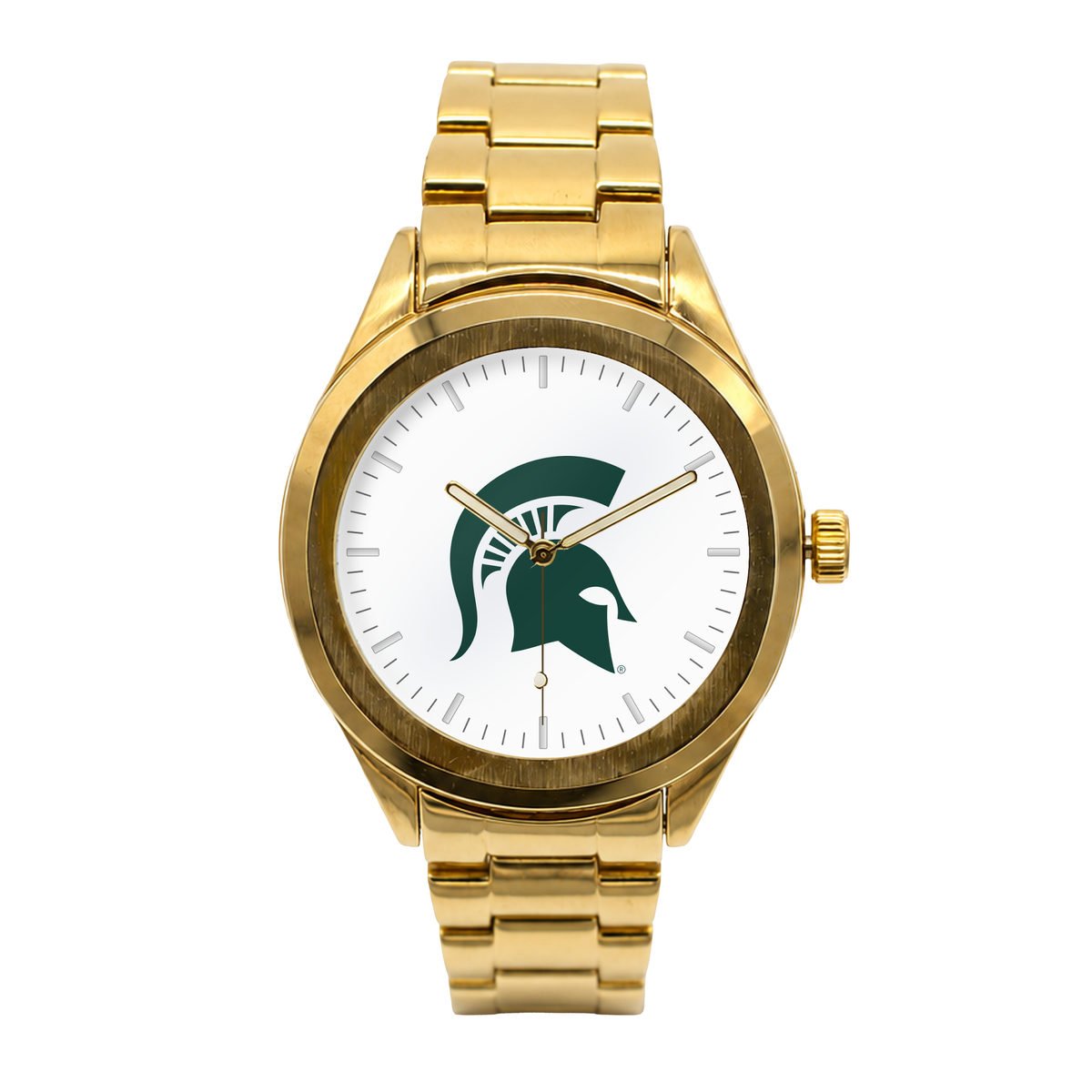 Michigan State Spartans Gold Metal Round watch with gold metal bracelet