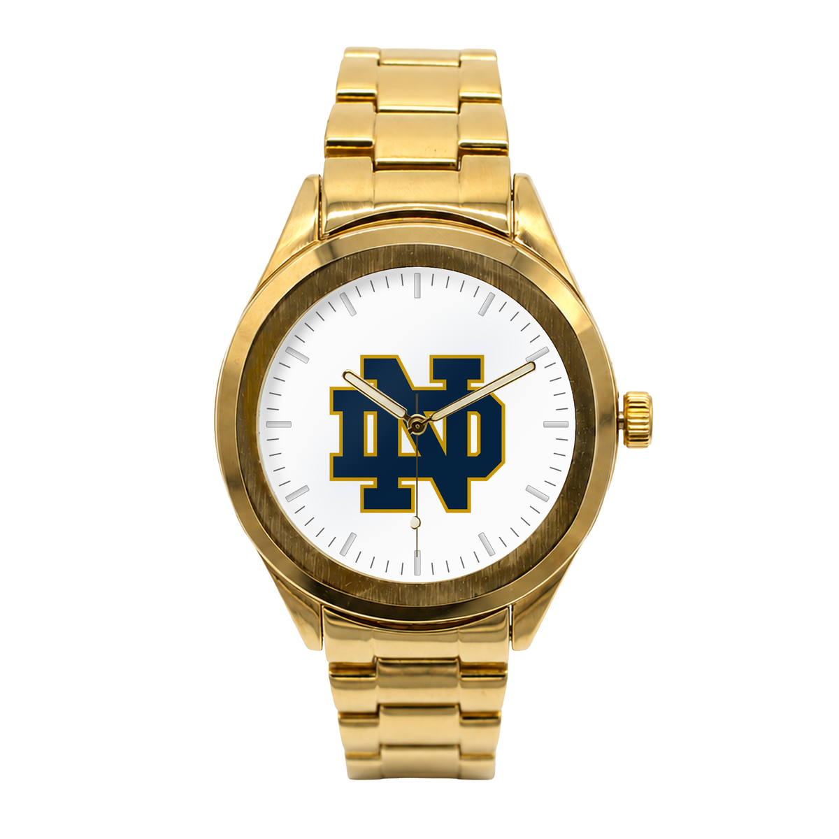 Notre Dame Fighting Irish Gold Metal Round watch with gold metal bracelet
