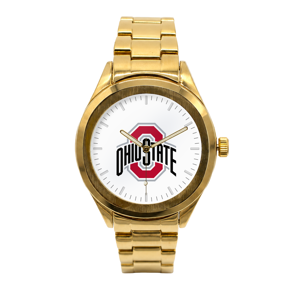 Ohio State Buckeyes Gold Metal Round watch with gold metal bracelet