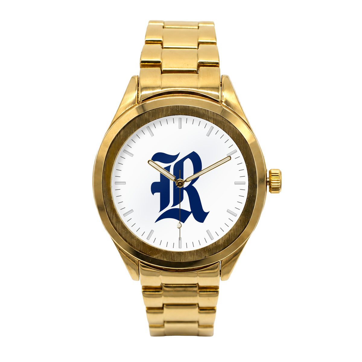 Rice Owls Gold Metal Round watch with gold metal bracelet