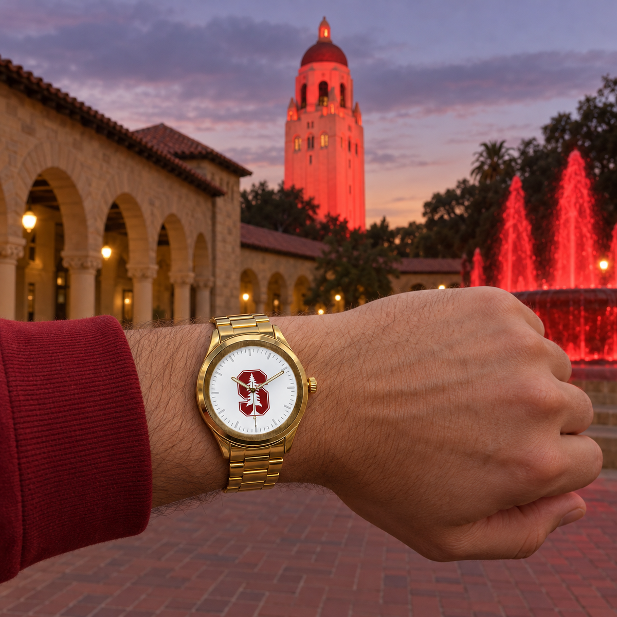 Even the fountains turn red - Stanford Cardinal watch