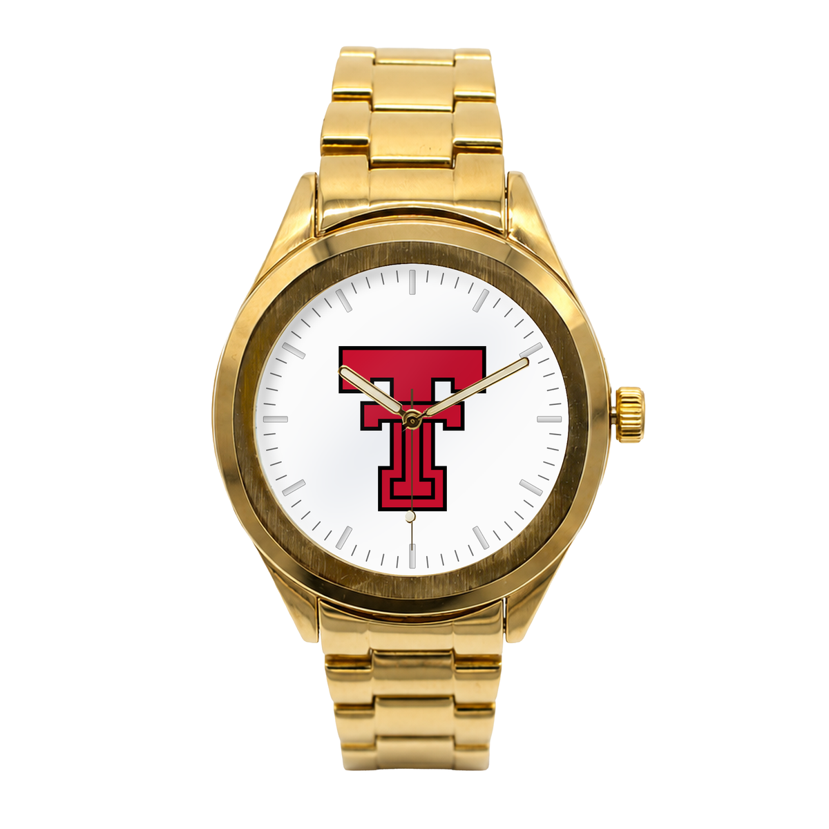 Texas Tech Red Raiders Gold Metal Round watch with gold metal bracelet