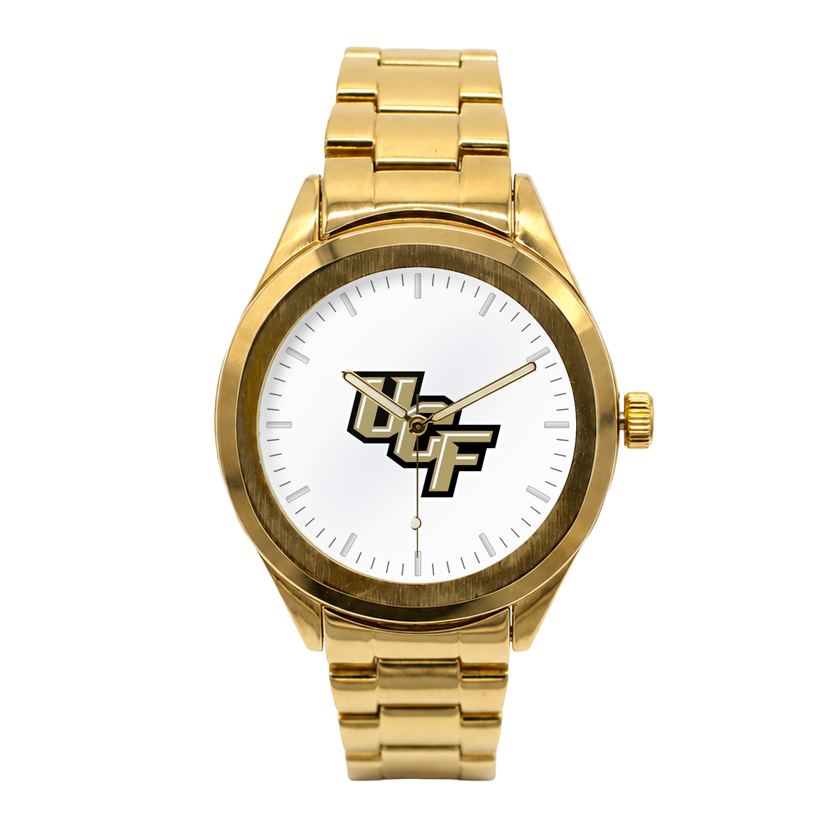 UCF Knights Gold Metal Round watch with gold metal bracelet