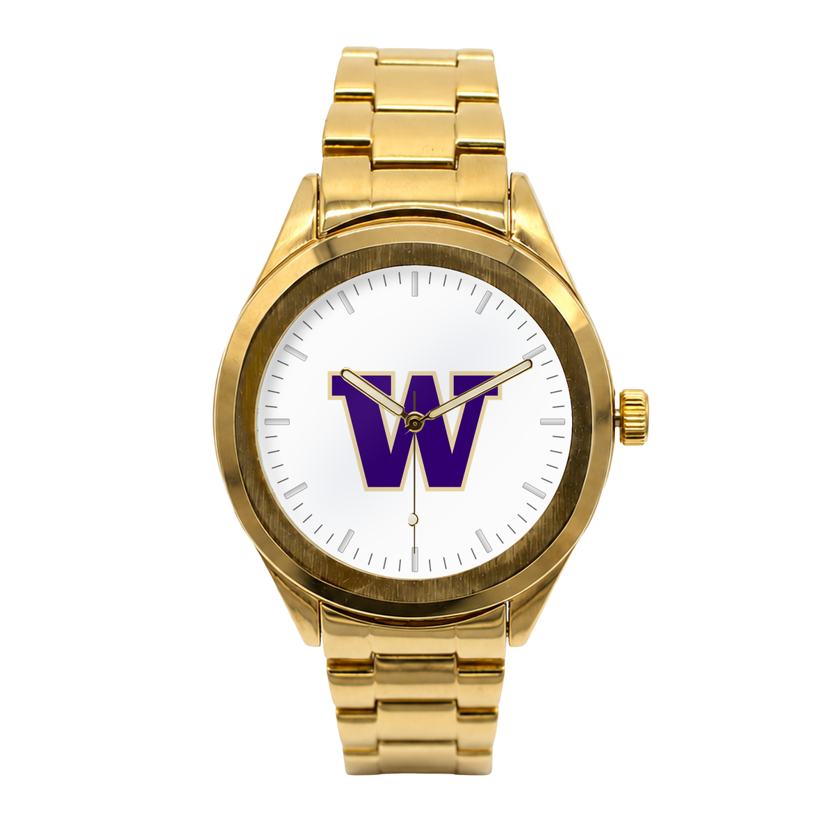 Washington Huskies Gold Metal Round watch with gold metal bracelet
