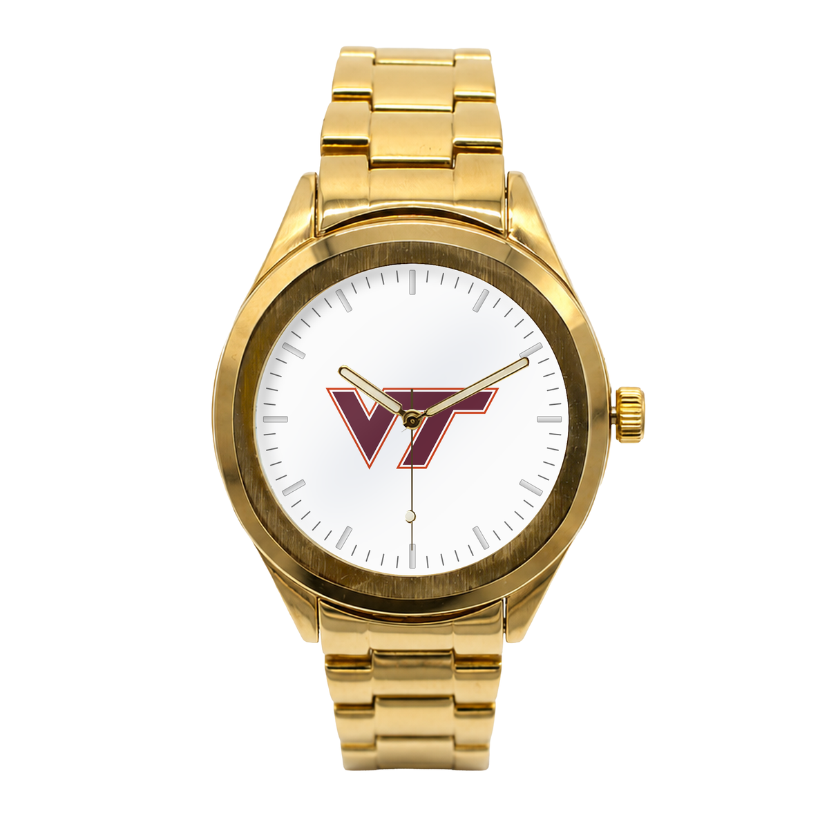 Virginia Tech Hokies Gold Metal Round watch with gold metal bracelet