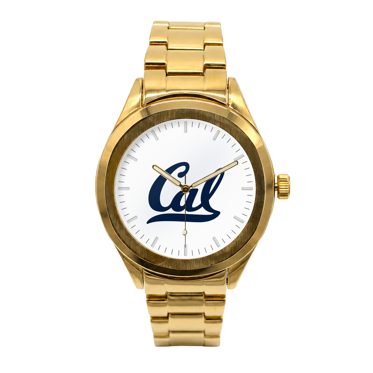 California Golden Bears Gold Metal Round watch with gold metal bracelet