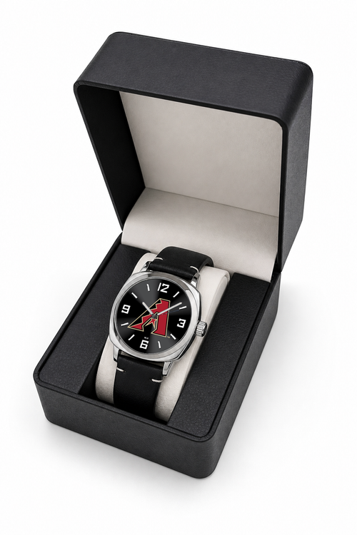 Gift box packaging - Arizona Diamondbacks Oval Leather Strap Silver Case Watch (OLS-0001-MLB-ARI)
