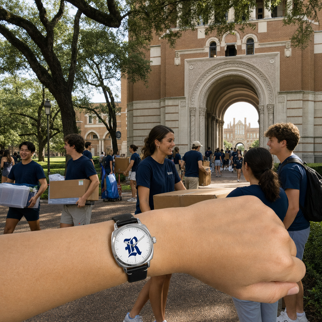 Rice Owls Oval Leather Band Silver Case Watch lifestyle