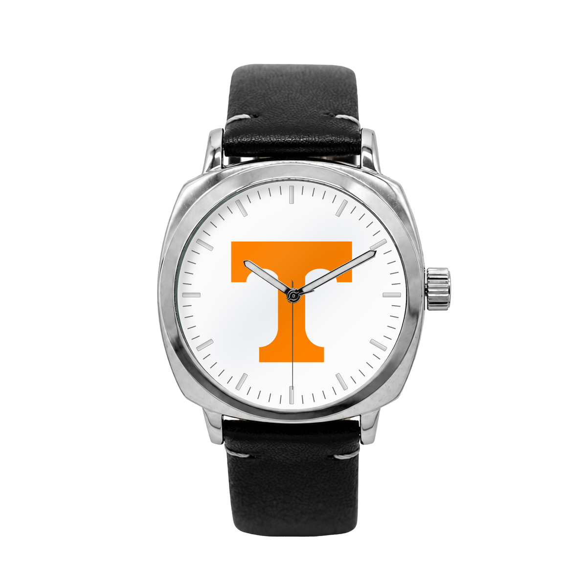 Tennessee Volunteers Oval Leather Band Silver Case watch with black leather band