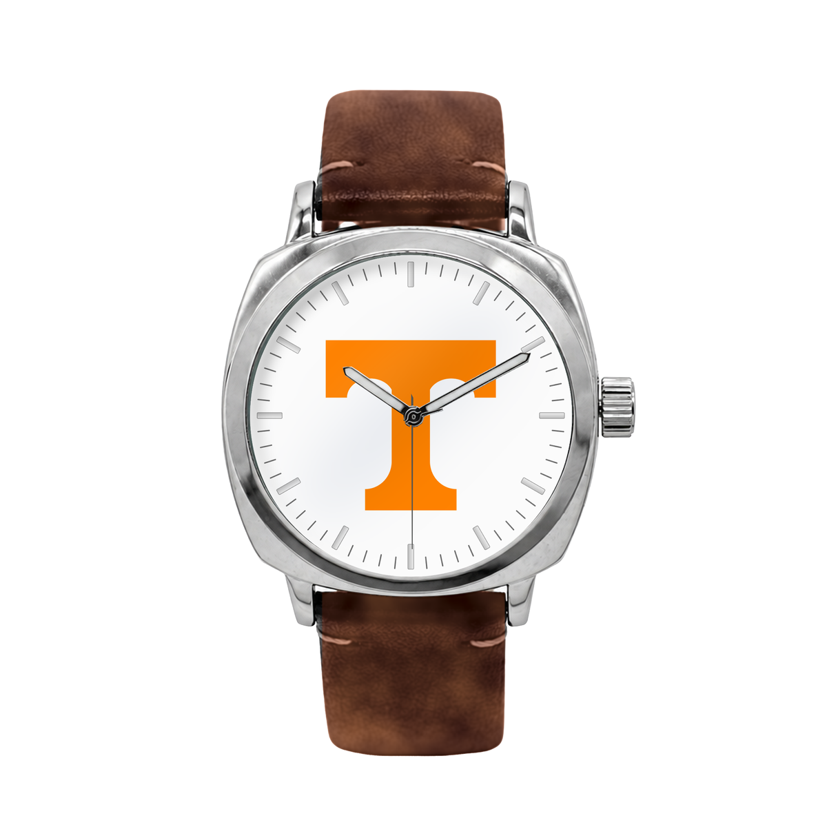Tennessee Volunteers Oval Leather Band Silver Case watch with brown leather band