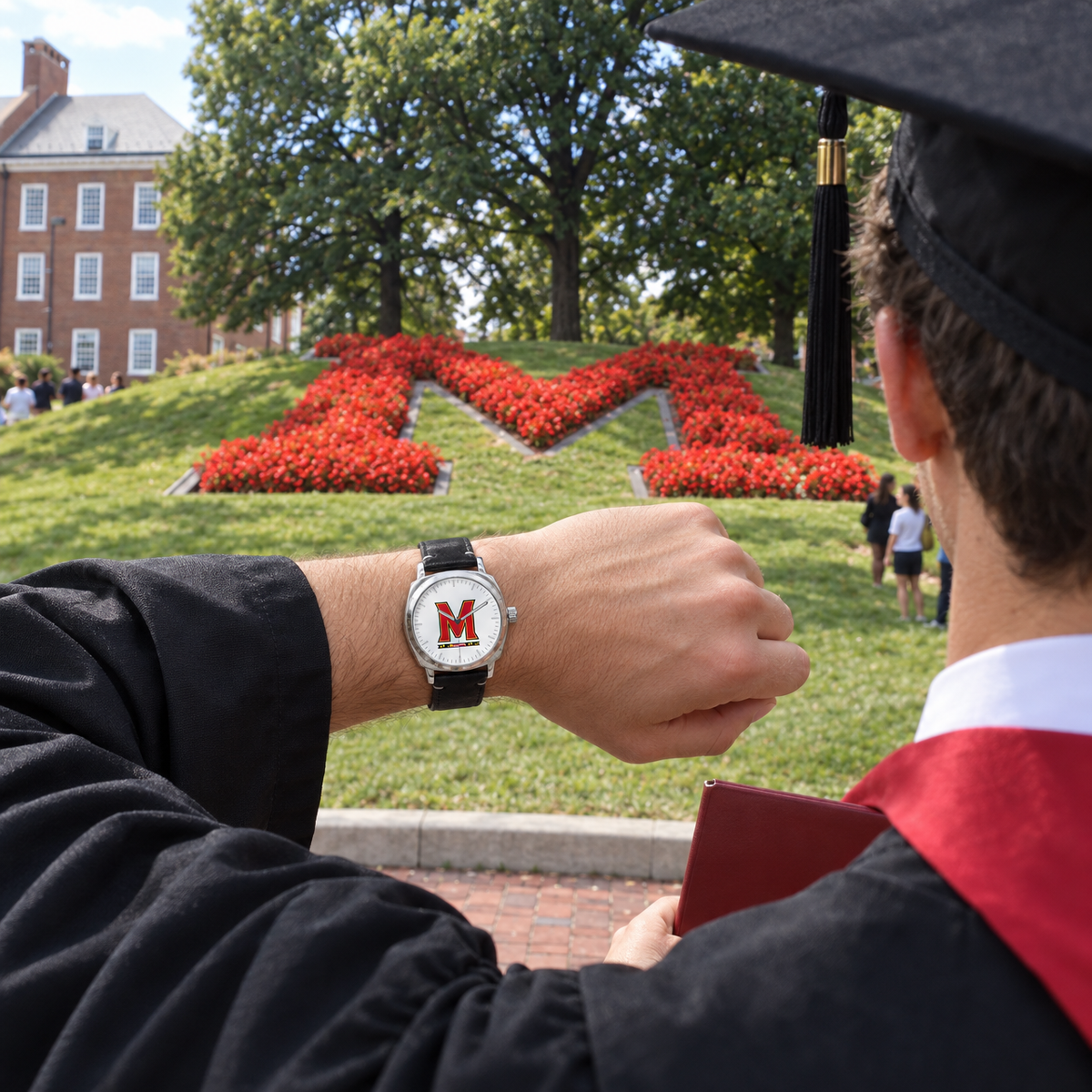 Graduation photos in the flower bed - Maryland Terrapins watch