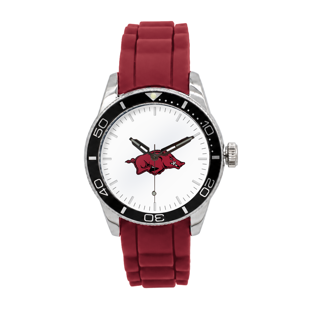 Arkansas Razorbacks Silicone Band Round watch with red silicone band