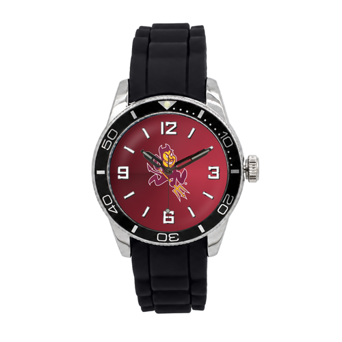Arizona State Sun Devils Silicone Band Round watch with black silicone band