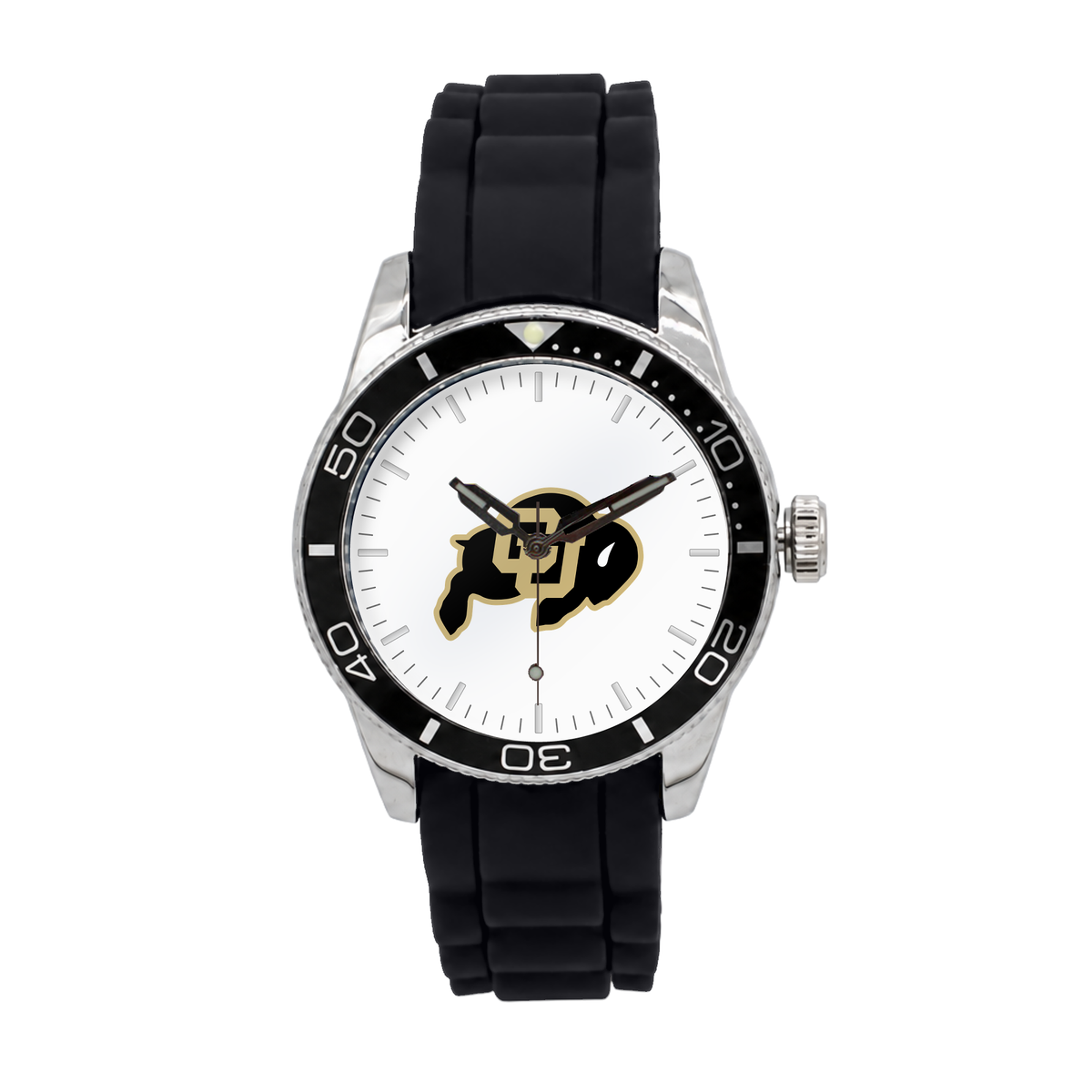 Colorado Buffaloes Silicone Band Round watch with black silicone band