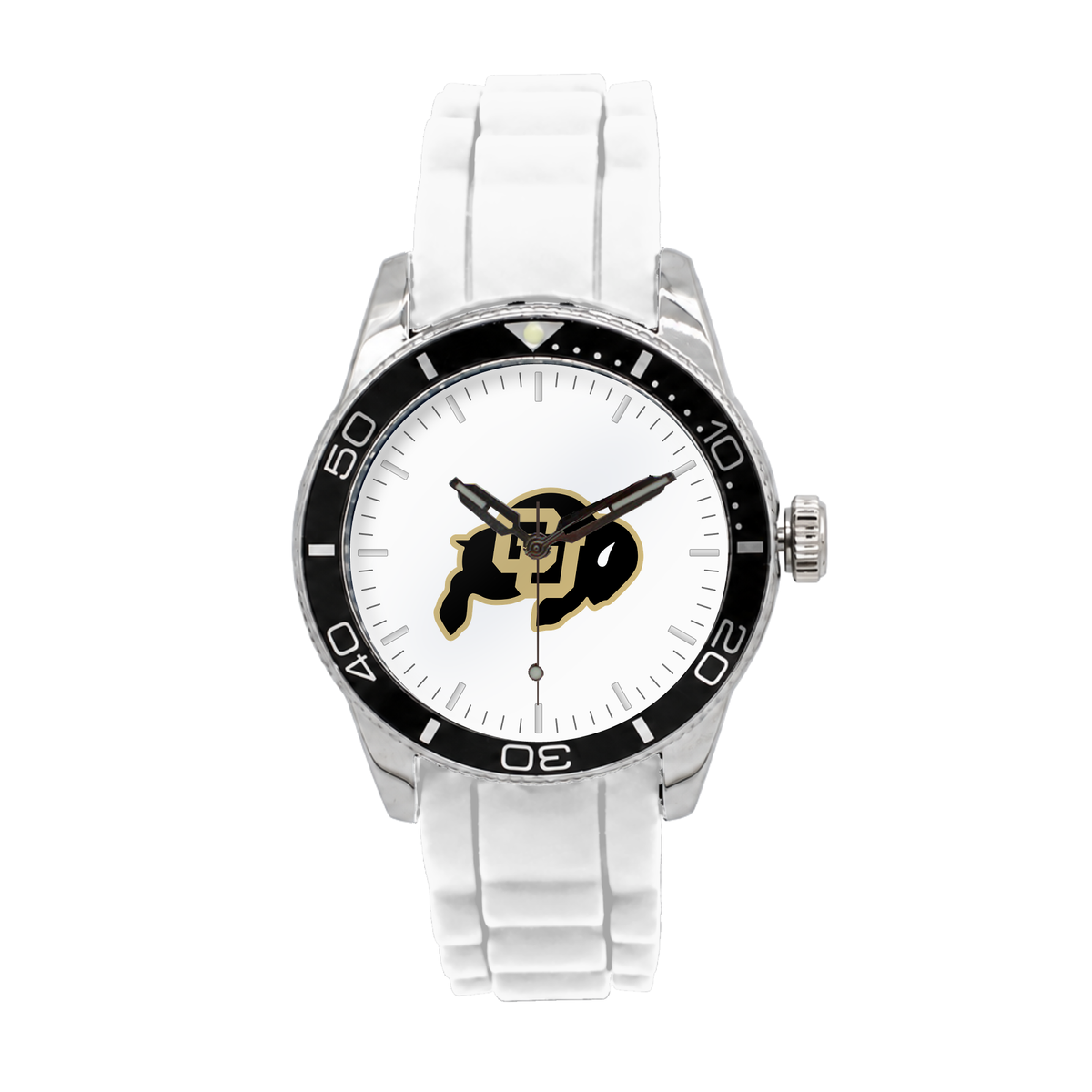 Colorado Buffaloes Silicone Band Round watch with white silicone band