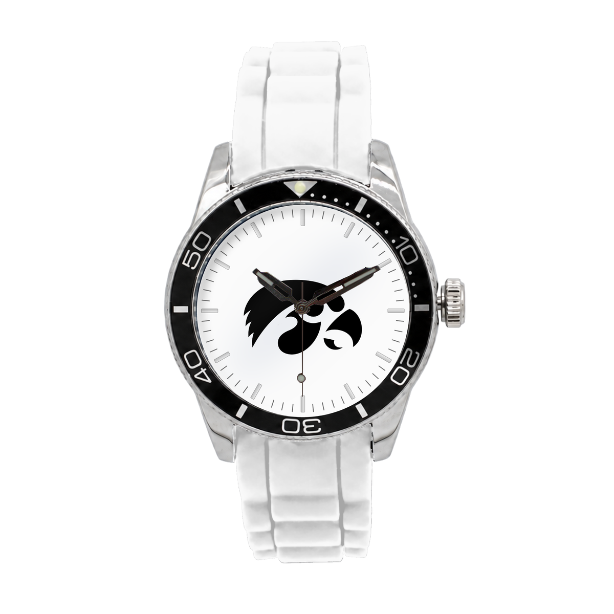 Iowa Hawkeyes Silicone Band Round watch with white silicone band