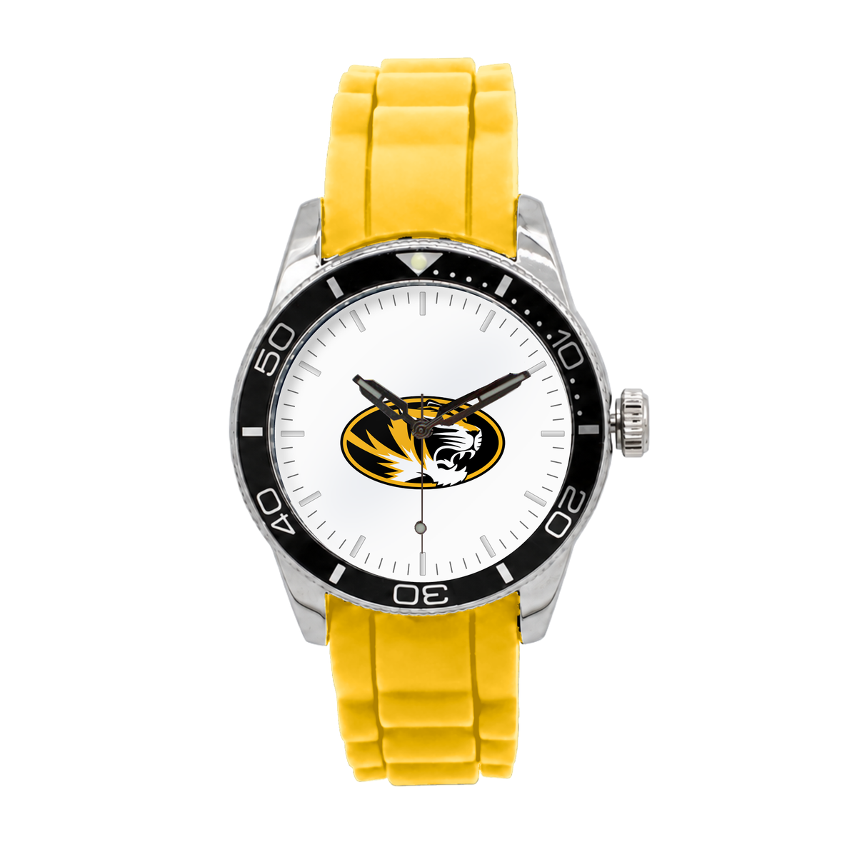 Missouri Tigers Silicone Band Round watch with yellow silicone band