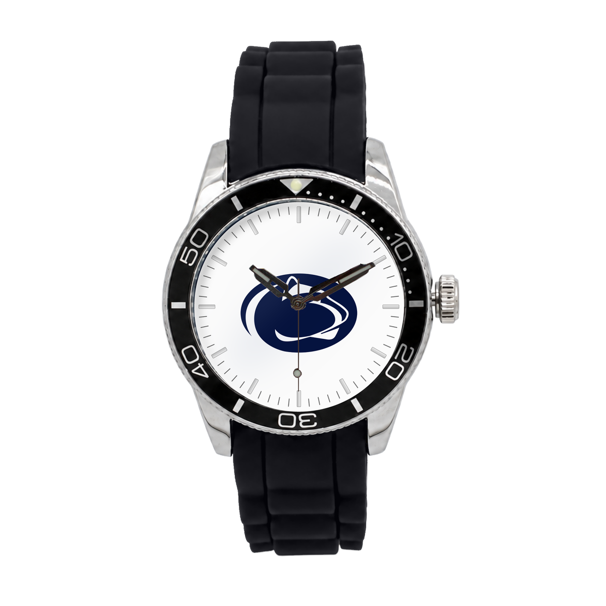 Penn State Nittany Lions Silicone Band Round watch with black silicone band
