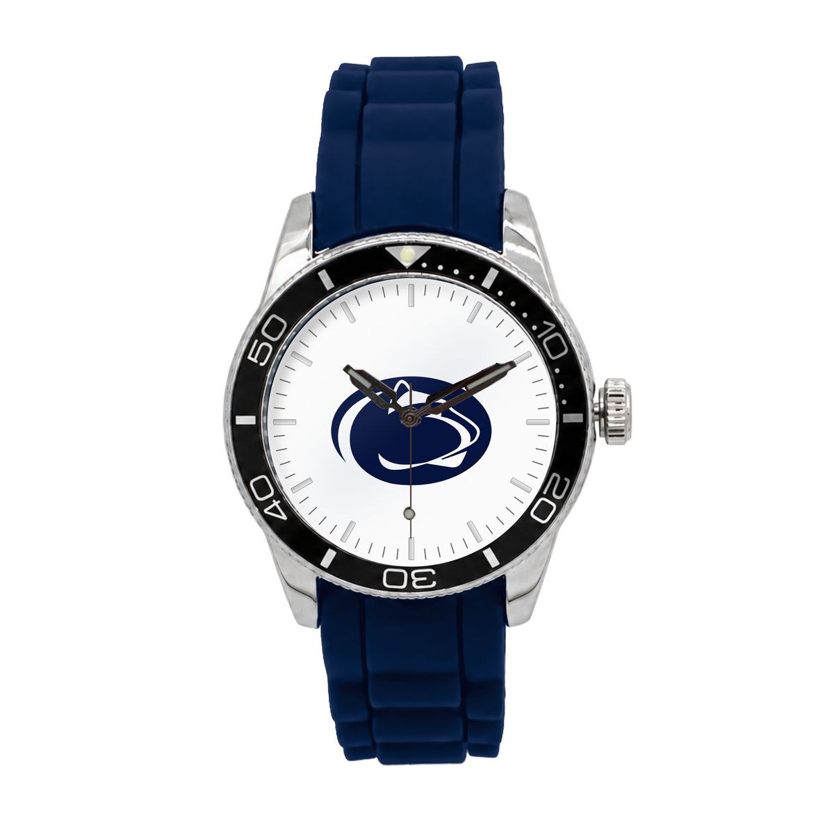 Penn State Nittany Lions Silicone Band Round watch with navy silicone band