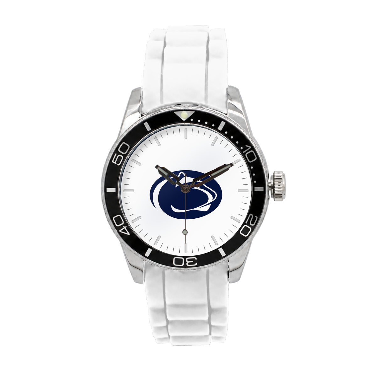 Penn State Nittany Lions Silicone Band Round watch with white silicone band