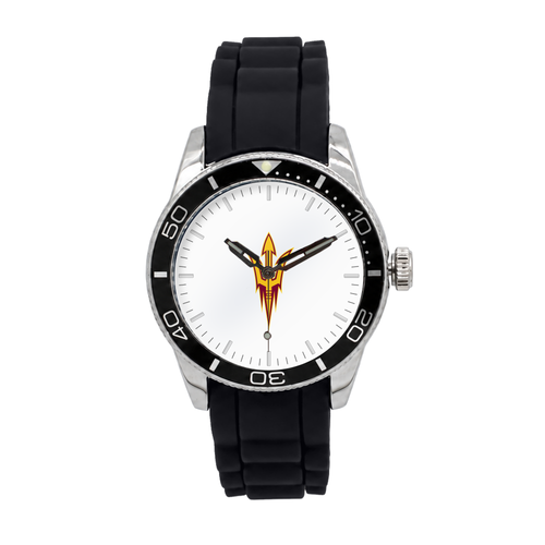 Arizona State Sun Devils Silicone Band Round watch with black silicone band