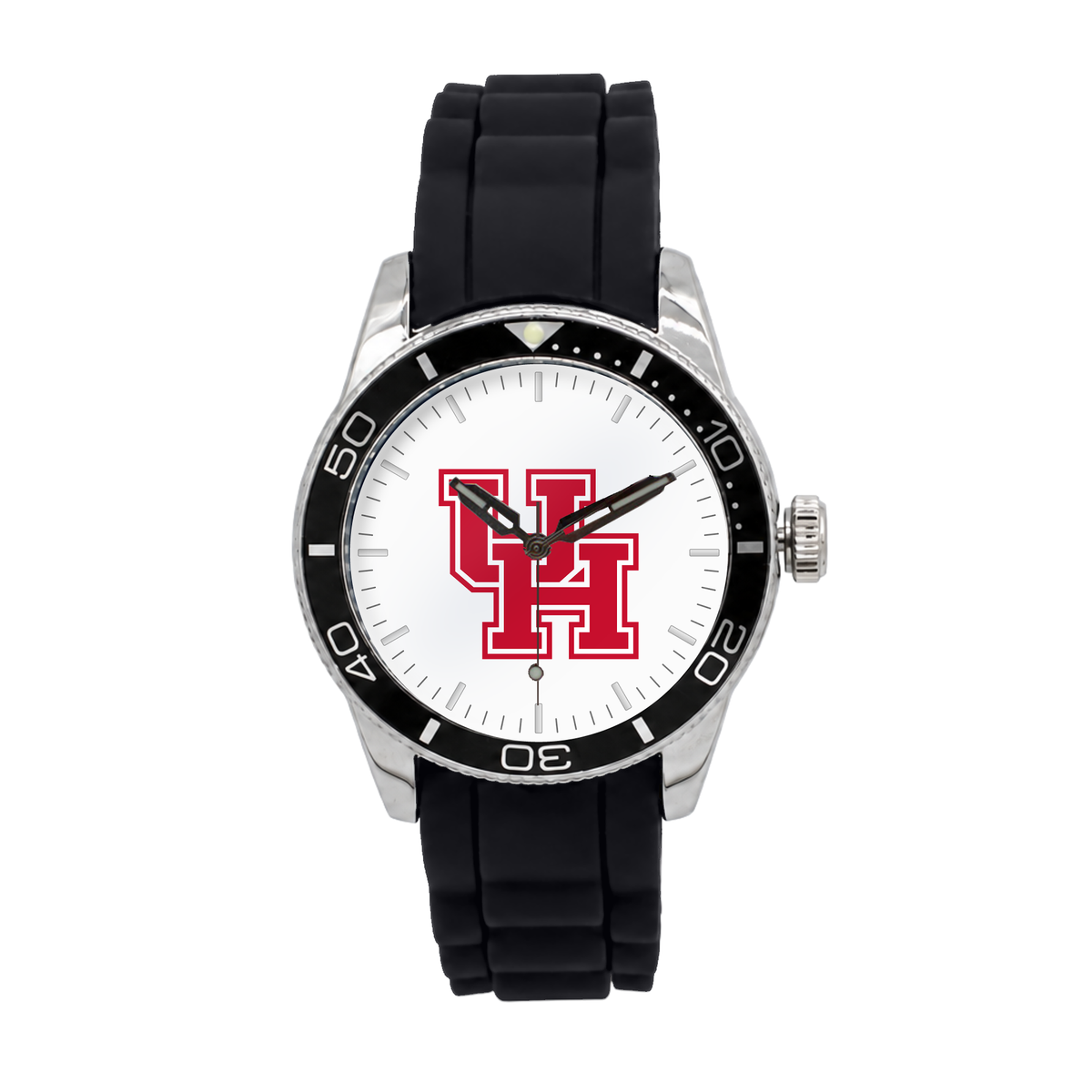 Houston Cougars Silicone Band Round watch with black silicone band