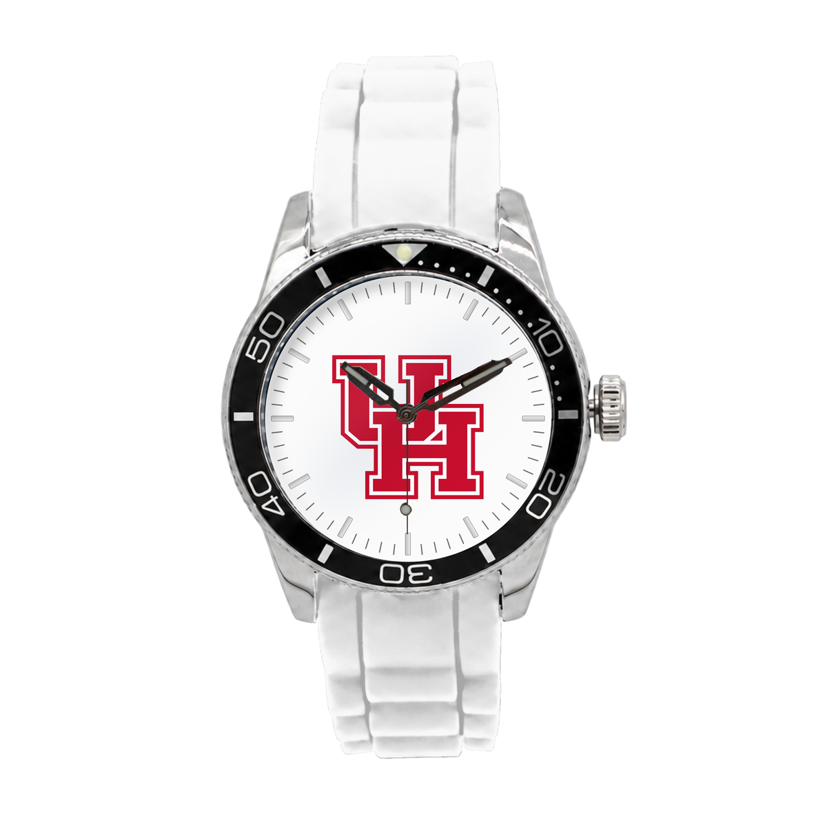 Houston Cougars Silicone Band Round watch with white silicone band