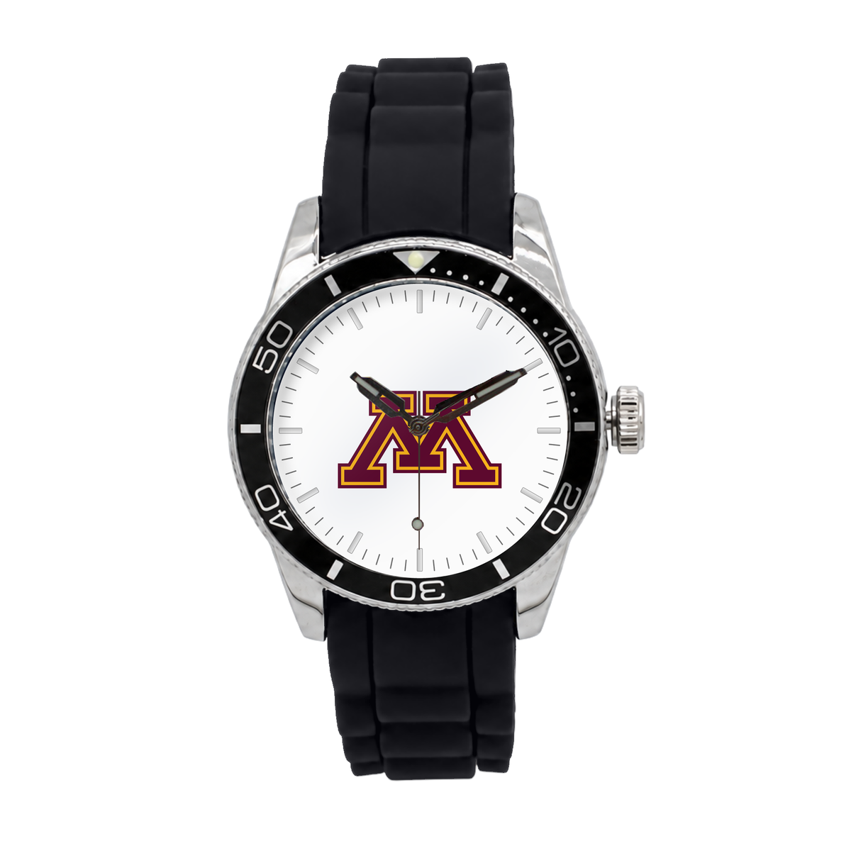 Minnesota Golden Gophers Silicone Band Round watch with black silicone band