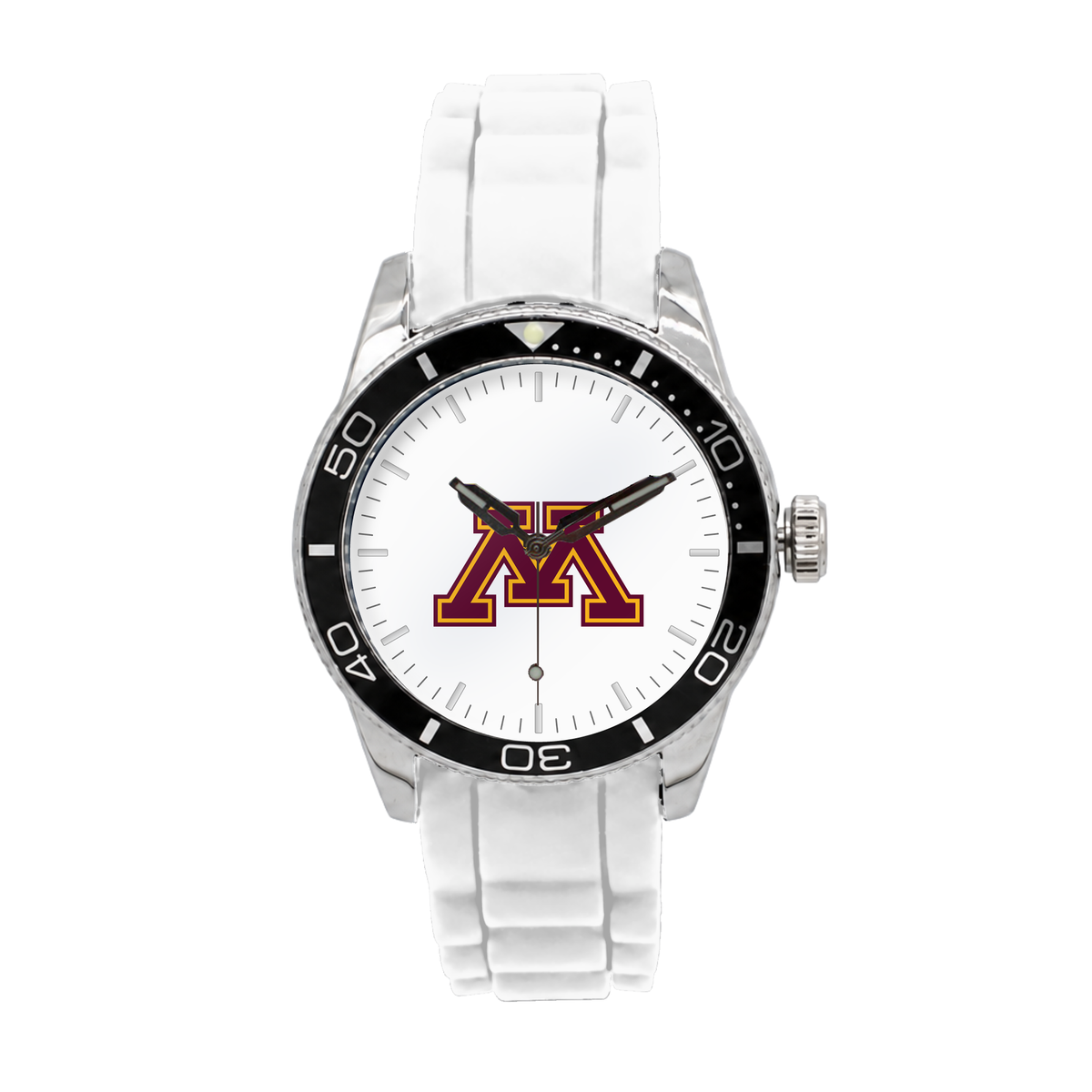 Minnesota Golden Gophers Silicone Band Round watch with white silicone band
