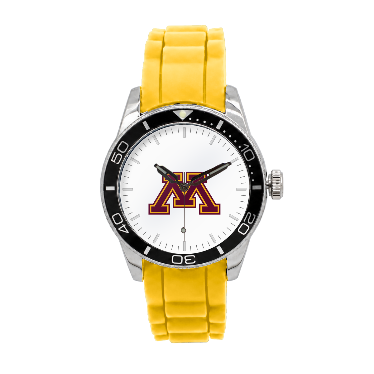 Minnesota Golden Gophers Silicone Band Round watch with yellow silicone band