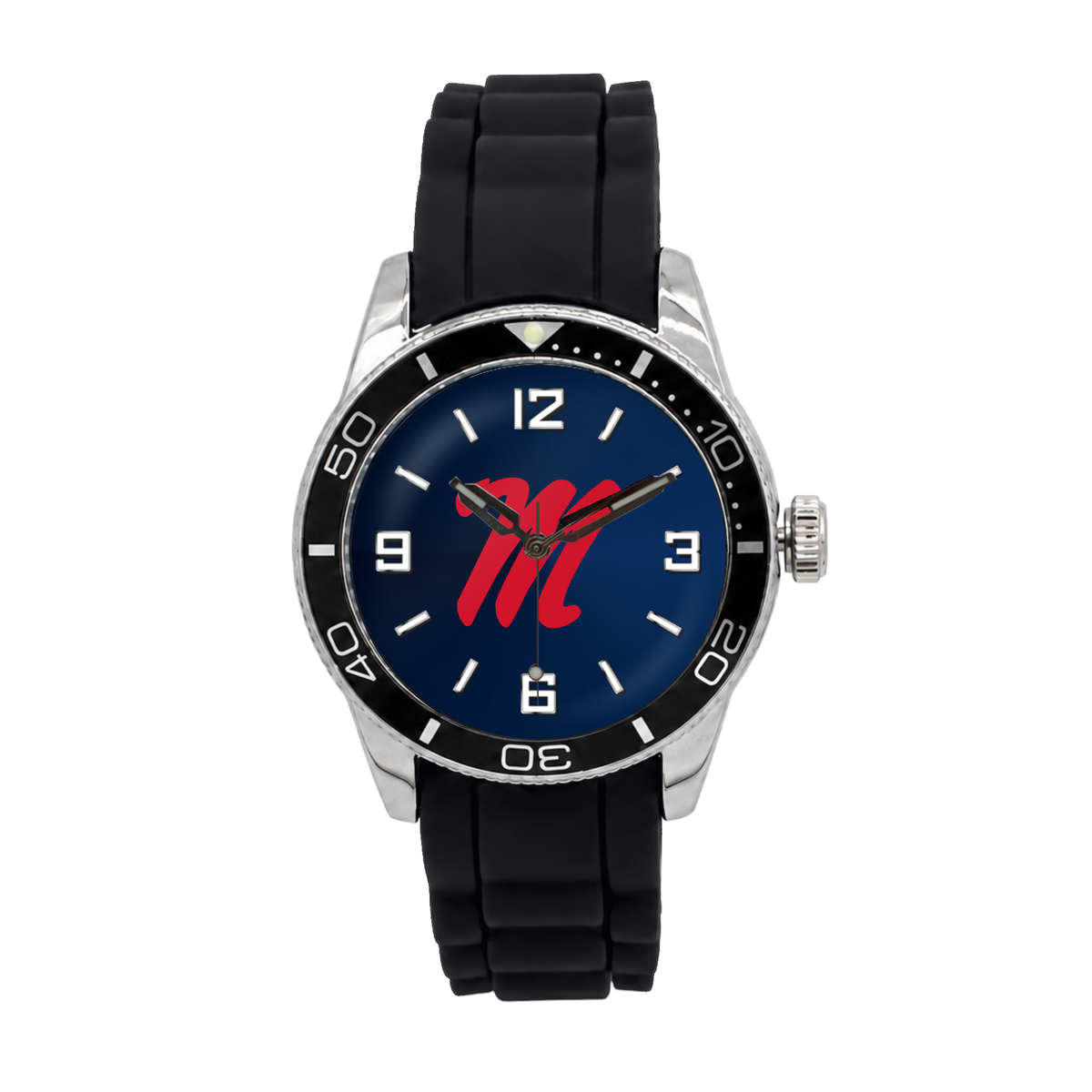 Ole Miss Rebels Silicone Band Round watch with black silicone band