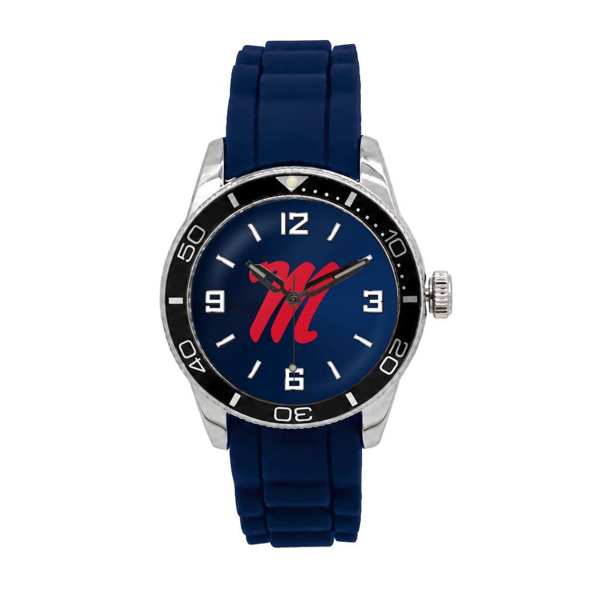 Ole Miss Rebels Silicone Band Round watch with navy silicone band