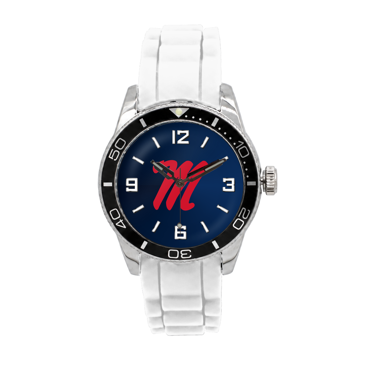 Ole Miss Rebels Silicone Band Round watch with white silicone band