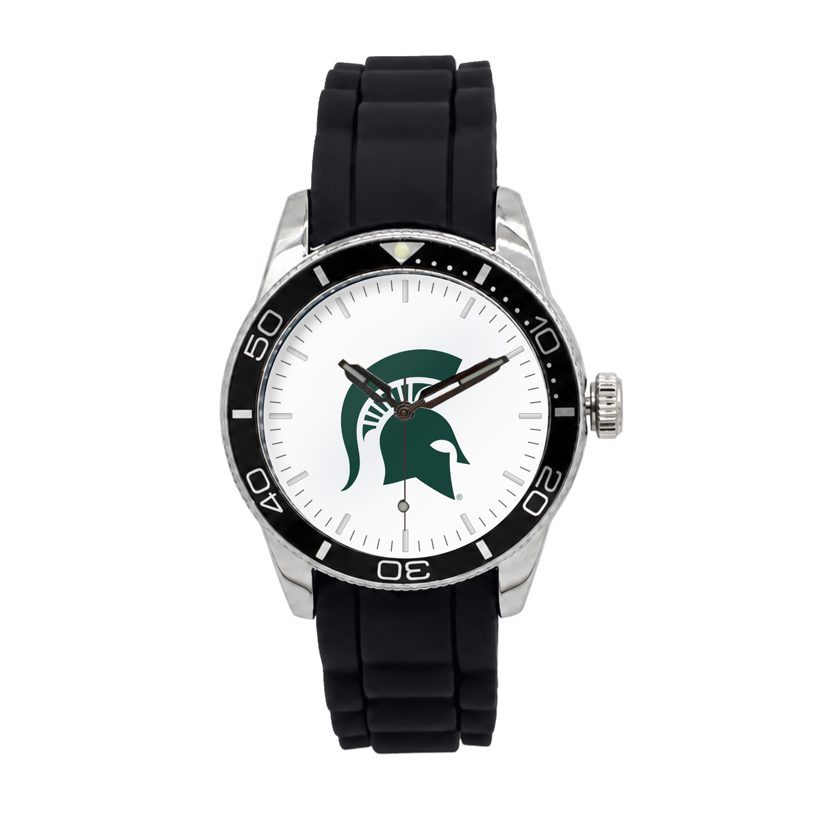 Michigan State Spartans Silicone Band Round watch with black silicone band