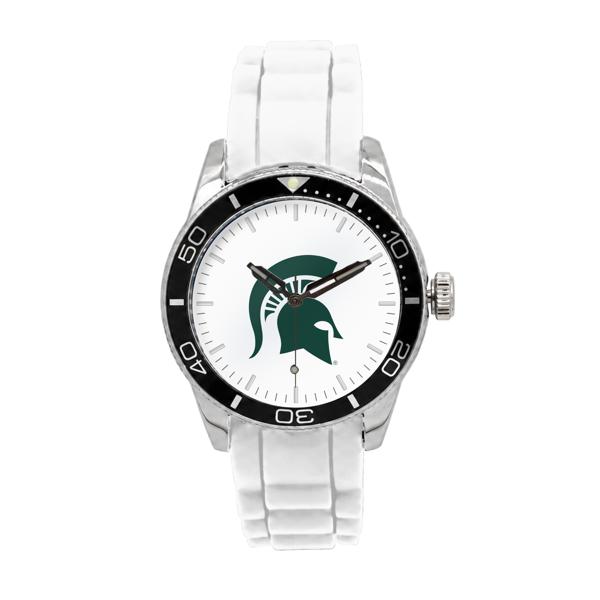 Michigan State Spartans Silicone Band Round watch with white silicone band