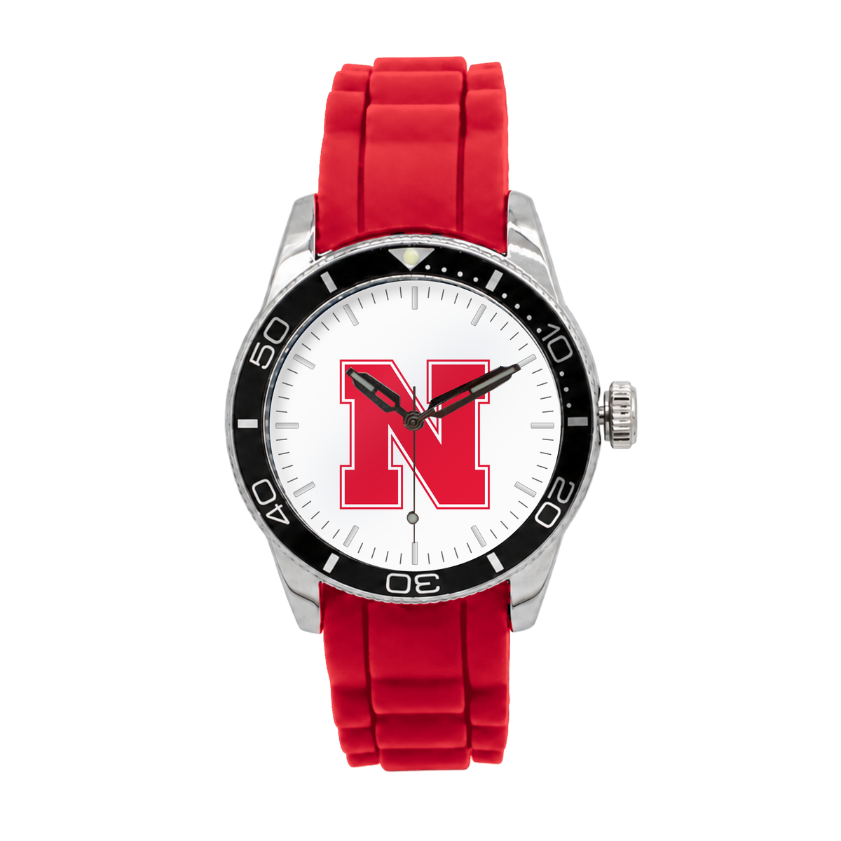 Nebraska Cornhuskers Silicone Band Round watch with red silicone band