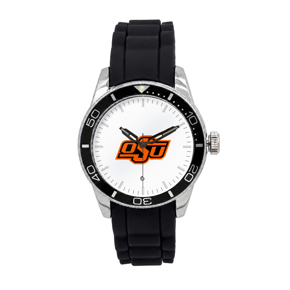 Oklahoma State Cowboys Silicone Band Round watch with black silicone band