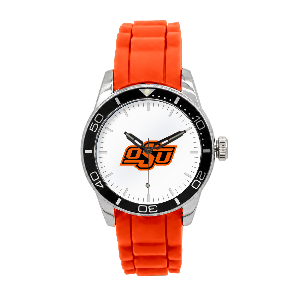 Oklahoma State Cowboys Silicone Band Round watch with orange silicone band