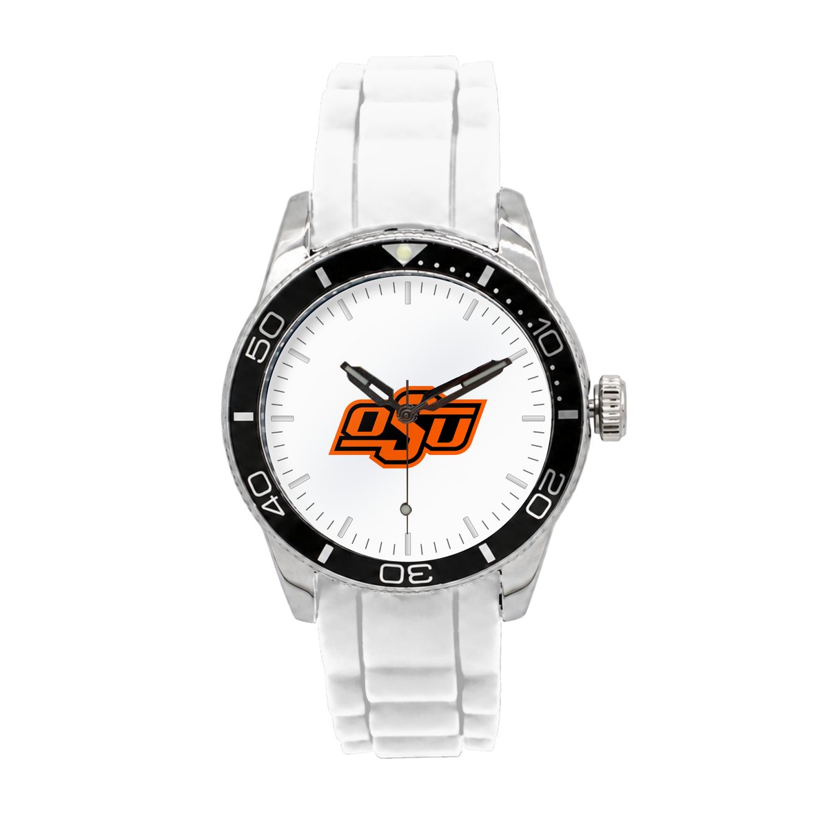 Oklahoma State Cowboys Silicone Band Round watch with white silicone band