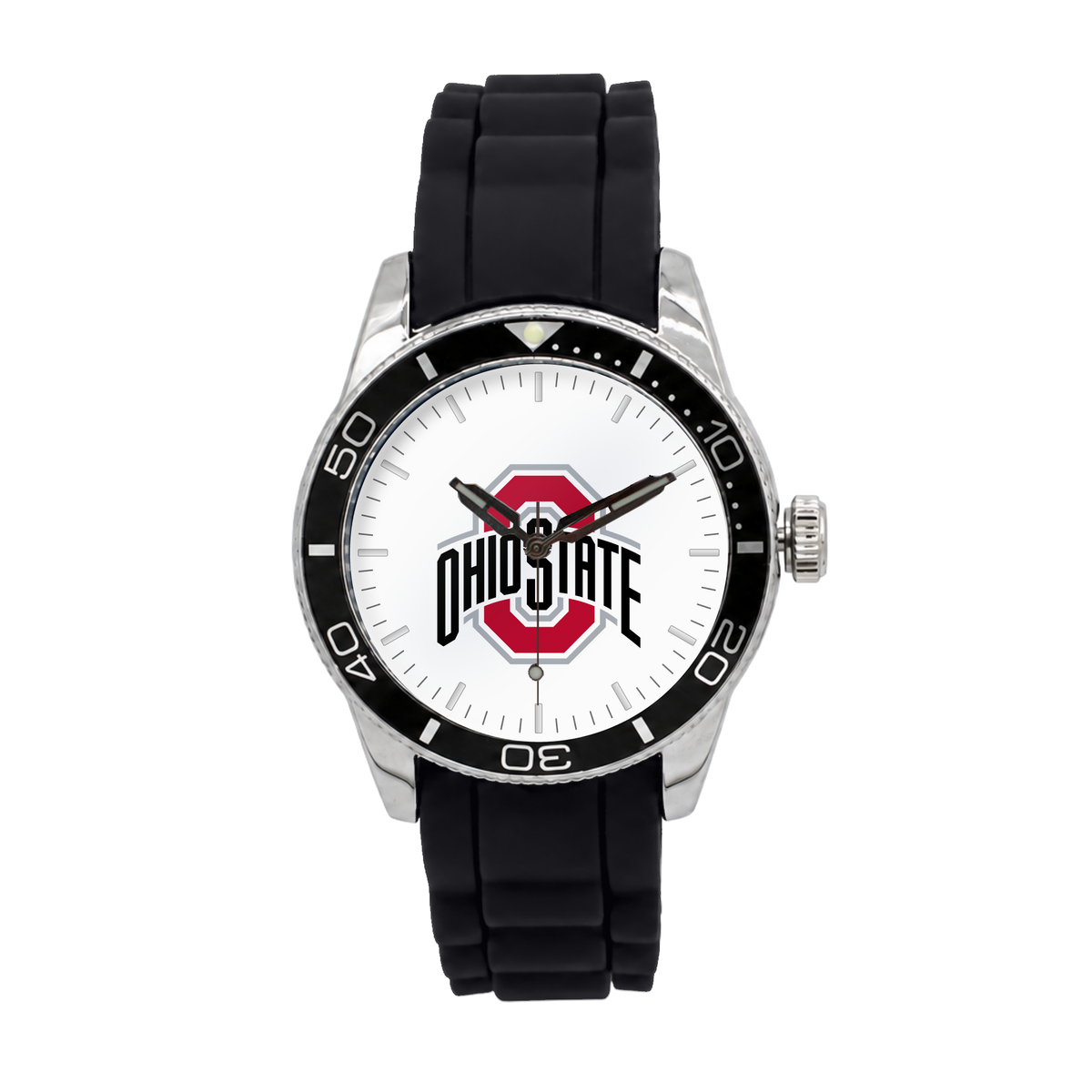 Ohio State Buckeyes Silicone Band Round watch with black silicone band
