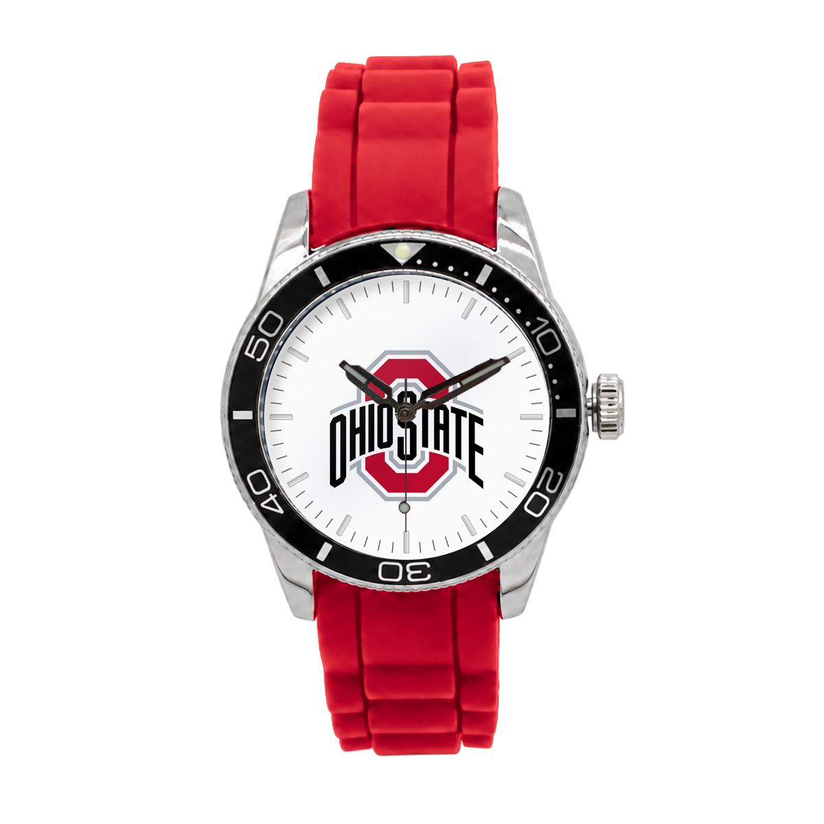 Ohio State Buckeyes Silicone Band Round watch with red silicone band
