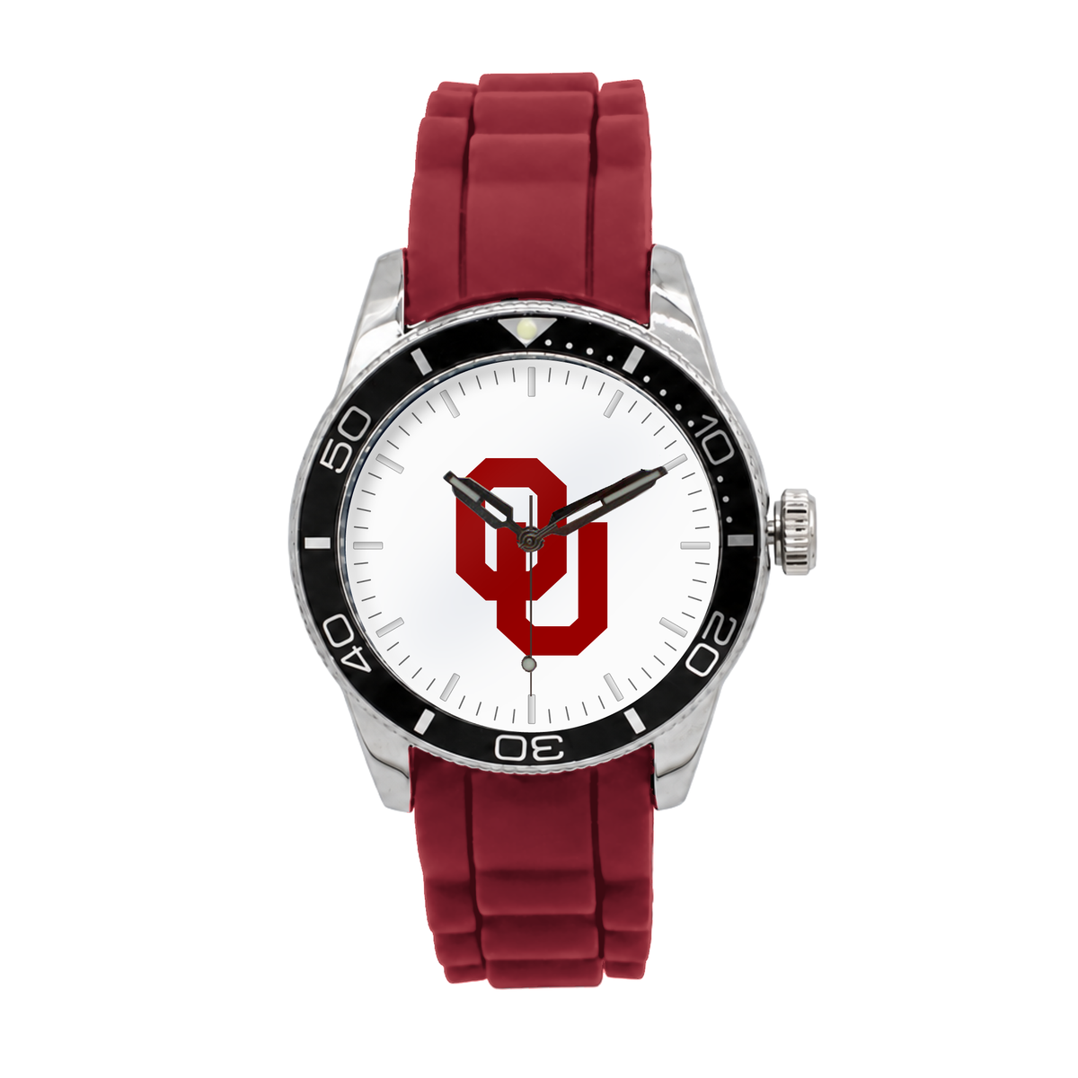 Oklahoma Sooners Silicone Band Round watch with red silicone band
