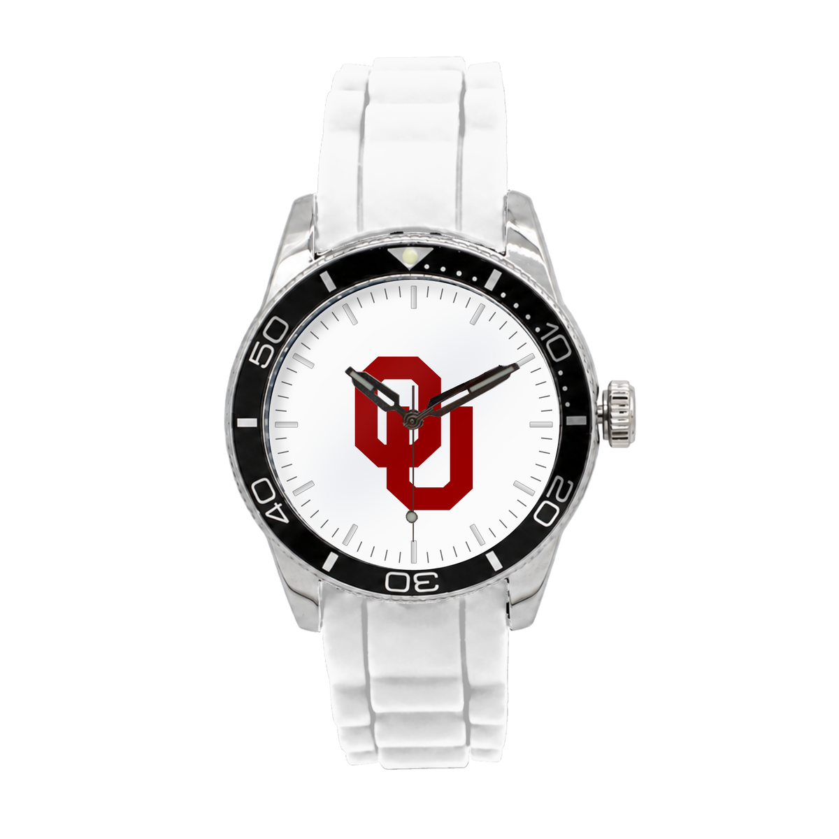 Oklahoma Sooners Silicone Band Round watch with white silicone band