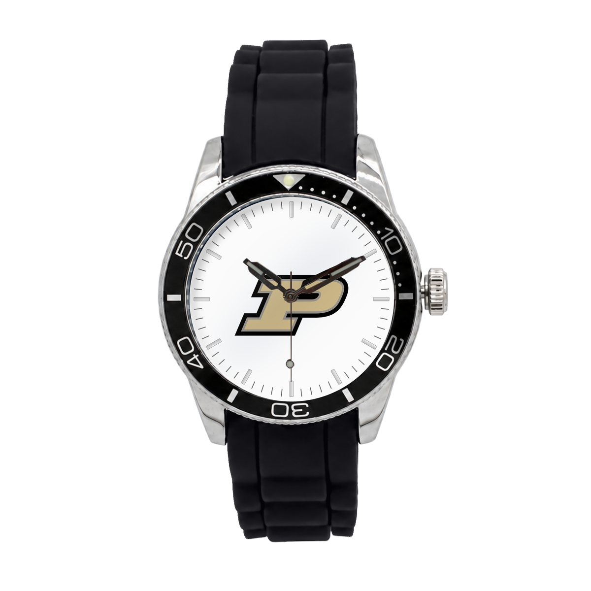 Purdue Boilermakers Silicone Band Round watch with black silicone band