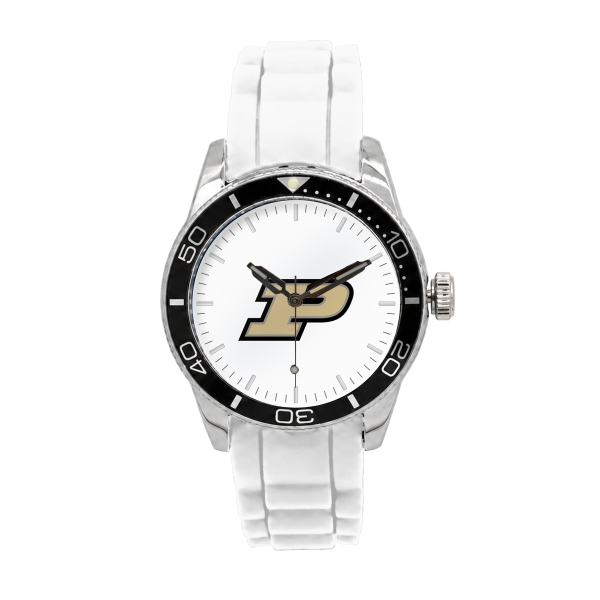 Purdue Boilermakers Silicone Band Round watch with white silicone band