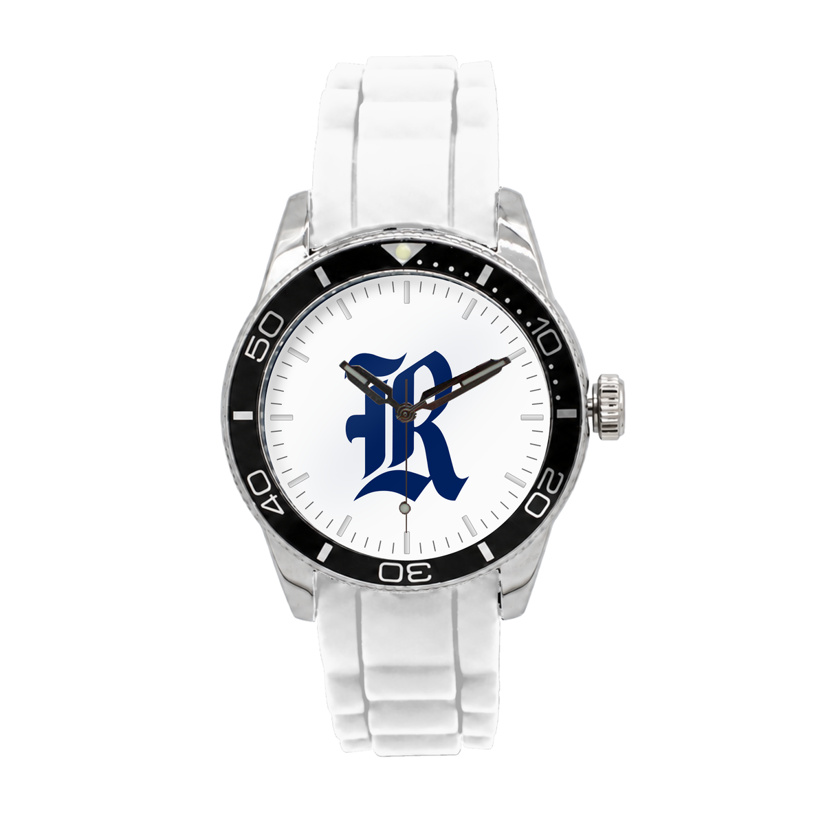 Rice Owls Silicone Band Round watch with white silicone band