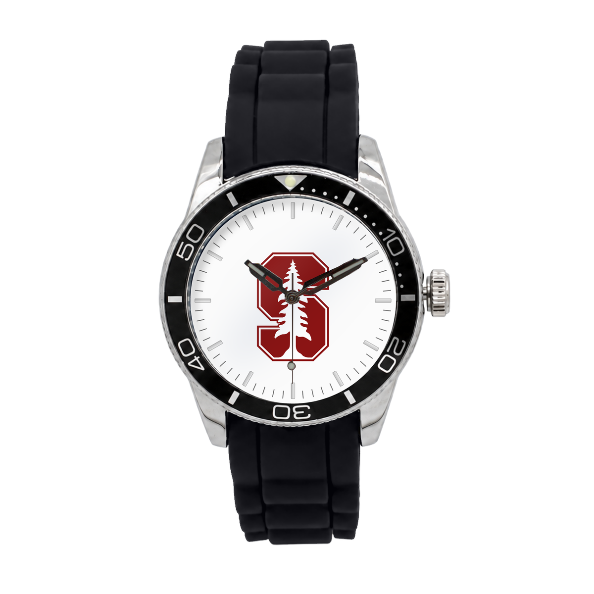 Stanford Cardinal Silicone Band Round watch with black silicone band